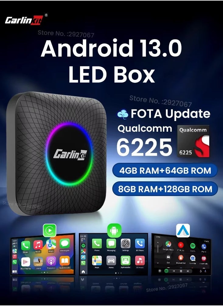 كار لينكيت LED CarPlay Android 13 4 + 64 جيجابايت / 8 + 128 جيجابايت أنظمة ذكية ai Box QCM 6225 4G 64g لاسلكي Android Auto CarPlay Youtube Netflix tv box للسيارة 98٪ جي إم سي مازدا كامري هيونداي أودي - Image 2