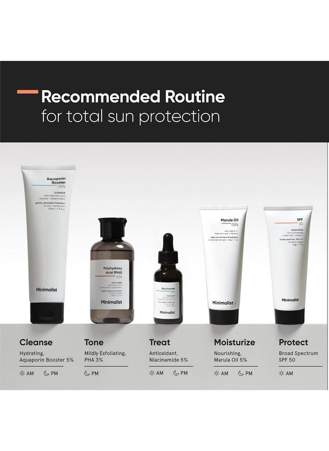 MINIMALIST واقي من الشمس بعامل حماية من الشمس SPF 50 خفيف الوزن مع فيتامينات متعددة لا يحتوي على صب أبيض واسع الطيف Pa ++++ آمن لحب الشباب للنساء والرجال 50 جم  - Image 5