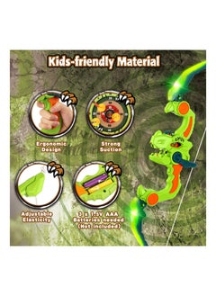 KASTWAVE Kids Bow and Arrow Toy Set, Dinosaur Bow and Arrow with LED Lights & Spray, Comes with 3 Suction Cup Arrows & Hanging Target, Indoor Outdoor Kids Toys for Boys Girls Ages 4-12  - Image 5
