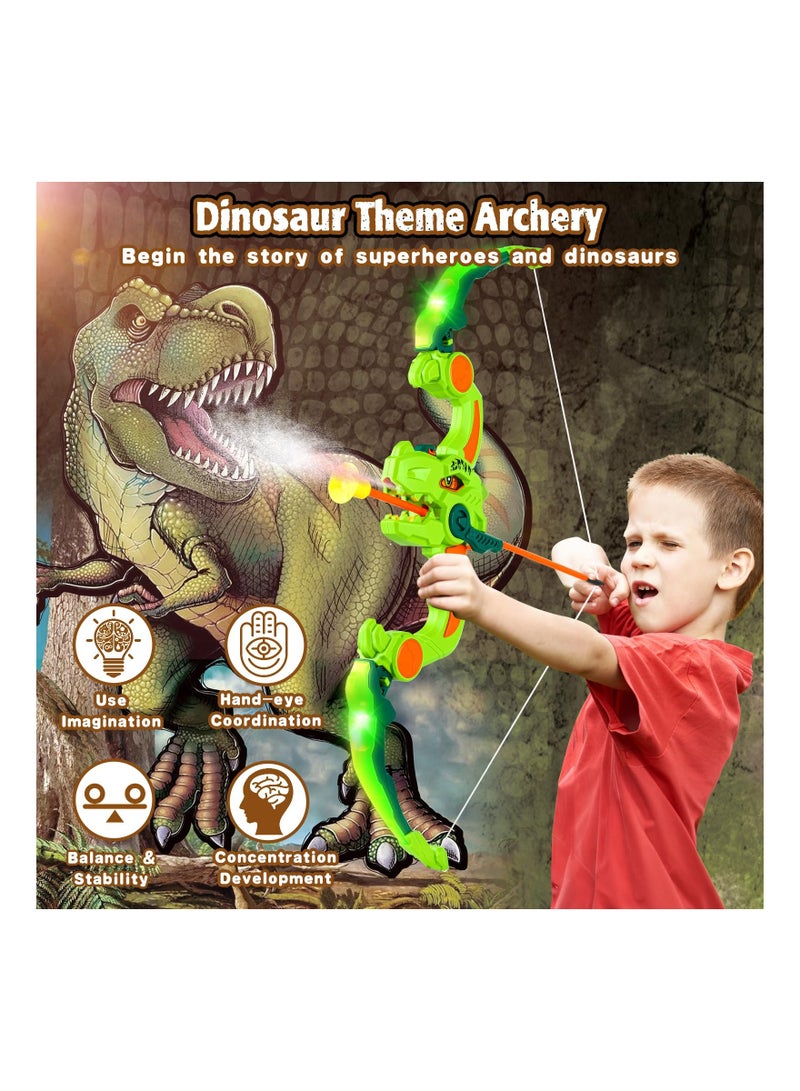 KASTWAVE Kids Bow and Arrow Toy Set, Dinosaur Bow and Arrow with LED Lights & Spray, Comes with 3 Suction Cup Arrows & Hanging Target, Indoor Outdoor Kids Toys for Boys Girls Ages 4-12  - Image 4