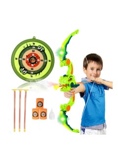KASTWAVE Kids Bow and Arrow Toy Set, Dinosaur Bow and Arrow with LED Lights & Spray, Comes with 3 Suction Cup Arrows & Hanging Target, Indoor Outdoor Kids Toys for Boys Girls Ages 4-12  - Image 1
