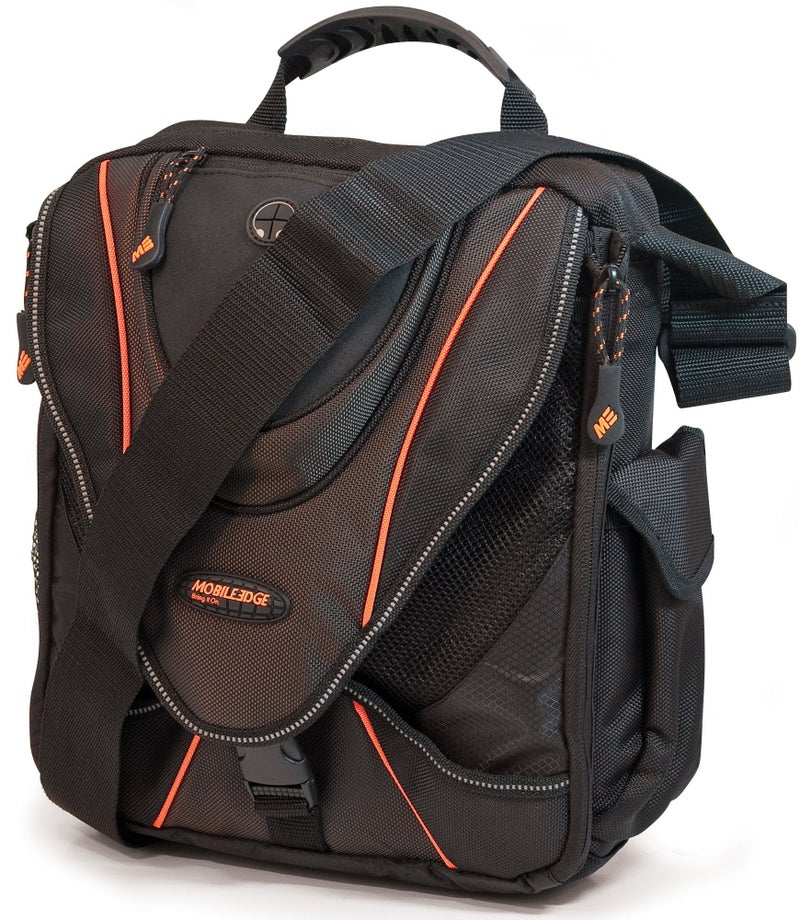 Mobile Edge Laptop Mini-Messenger Bag 14" - Chromebook Ultrabook Notebook Tablet iPad (14 Inch; MEMMS2) - Black/Silver - Image 3