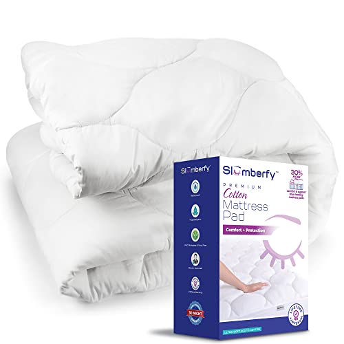 Slumberfy Queen Size Waterproof Premium Mattress Pad by Slumberfy  Quilted Fitted 400 TC Cotton Mattress Protector  All Natural  Breathable Fabric Cooling Topper 60x80in 