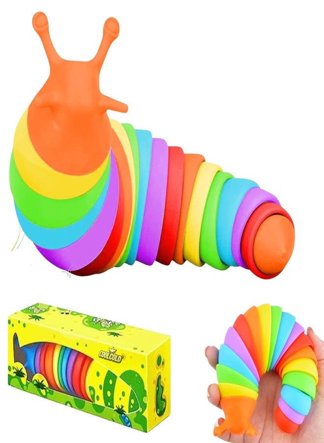 COOLCOLD Caterpillar Toy | Toddler Toys for Kids | Sensory Play Flexible Joint 19cm Slug Fidget, Kids Toys for 2-5 Years | Stress Relief Sensory Clicky Sound Making Toy | for Anxiety, Autism(Rainbow) - Image 1