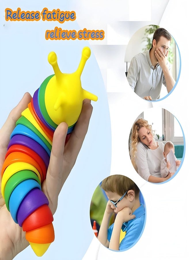 COOLCOLD Caterpillar Toy | Toddler Toys for Kids | Sensory Play Flexible Joint 19cm Slug Fidget, Kids Toys for 2-5 Years | Stress Relief Sensory Clicky Sound Making Toy | for Anxiety, Autism(Rainbow) - Image 5