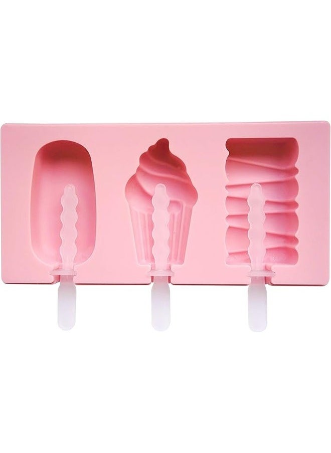 yongsheng Silicone Ice Cube Mould Pink ,Silicone Cake Pop & Cakesicle Mold - Popsicle, Cute Silicone Popsicle Maker Homemade Popsicle Molds Silicone Frozen Ice Popsicle Maker  - Image 1