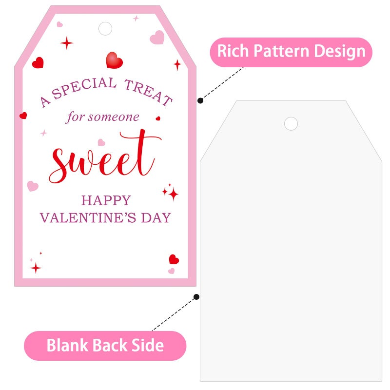 Anwyll Valentines Day Gift Tags - 50Pcs Happy Valentine's Day Tags with String A Special Treat for Someone Sweet Tag Personalized Happy Valentines Heart Hanging Paper Gift Tag for Present Party Favor - Image 2