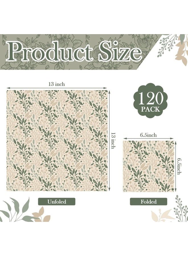 Glenmal 120 Pack Sage Green Decoupage Paper Napkins, 12 Styles Assorted Decorative Cocktail Napkins for DIY Rafting Holiday Birthday Party Wedding Baby Shower, Each Unfolded 13 Inch - Image 3