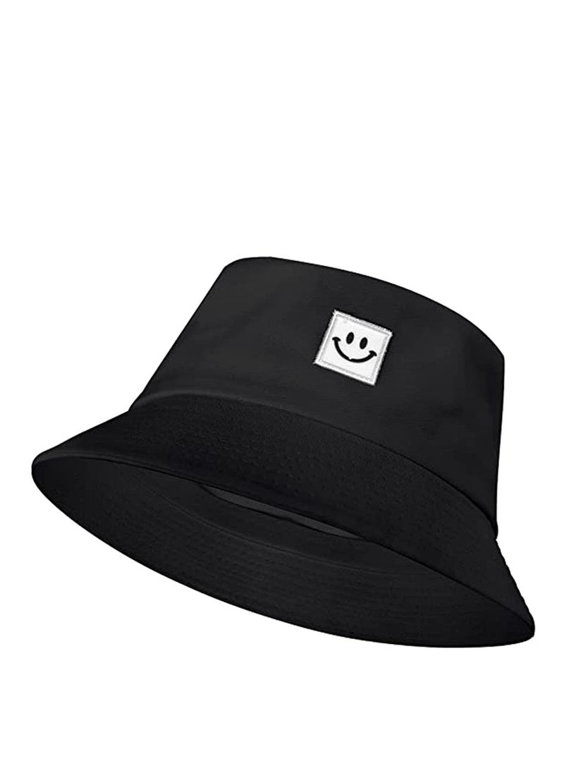 Excefore - Bucket Hats,Travel Beach Sun Hat Flower Embroidery Outdoor Cap Unisex Summer Fashion Fisherman Cap for Teens Sun Protection Wide Brim Foldable Beach Fishing Hats (Black, 56-58 CM) - Image 1