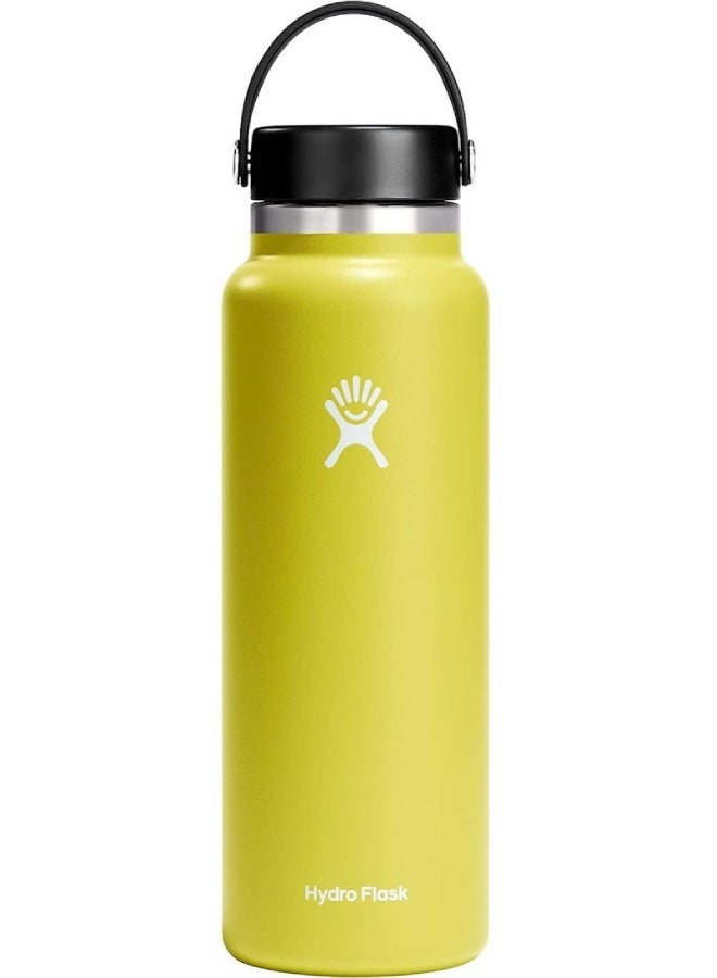 Hydro Flask Wide Mouth Stainless Steel Flask Bottle with Flex Cap – 1182ml (40oz) | TempShield Insulated, Leakproof & Durable Water Bottle for Hot & Cold Drinks , Yellow