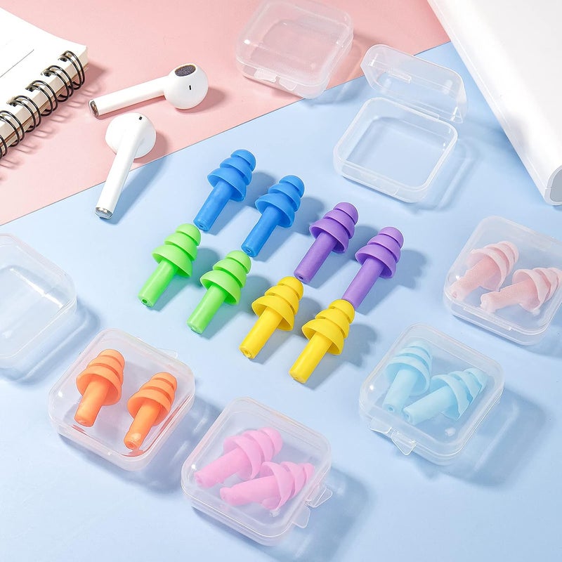 Reusable Silicone Earplugs - 8 Pairs Noise Reduction Ear Plugs for Sleeping, Swimming & Travel - Waterproof Sound Blocking Soft Earplugs with Storage Cases - Image 4