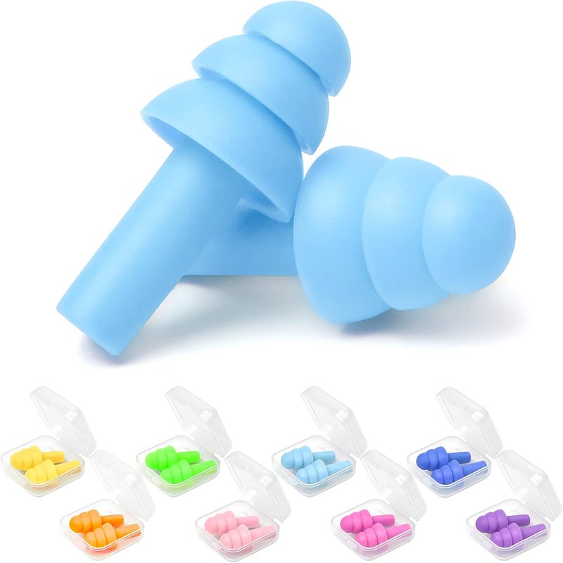 Reusable Silicone Earplugs - 8 Pairs Noise Reduction Ear Plugs for Sleeping, Swimming & Travel - Waterproof Sound Blocking Soft Earplugs with Storage Cases - Image 1