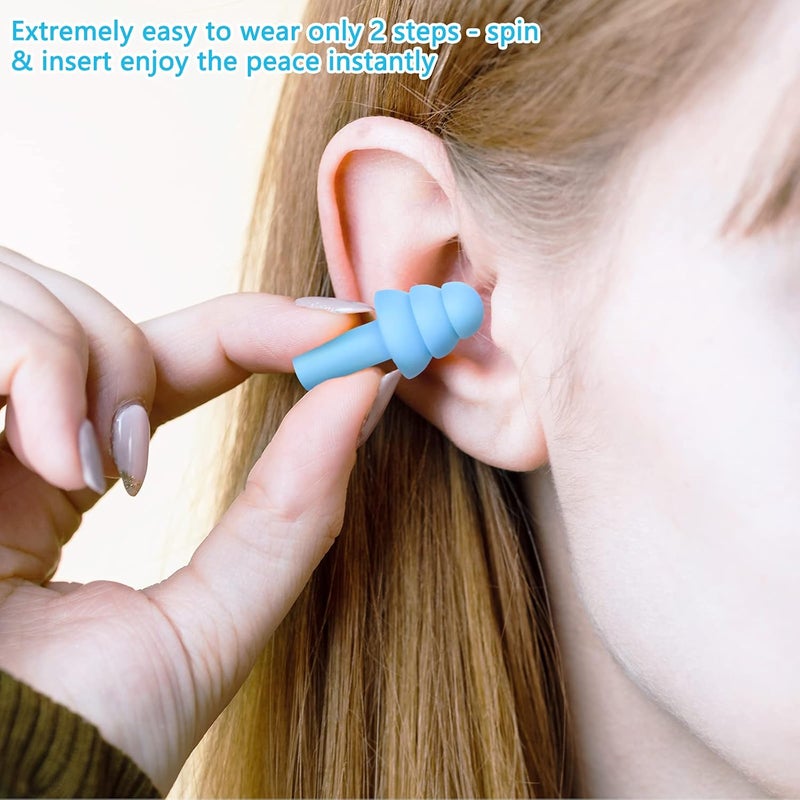 Reusable Silicone Earplugs - 8 Pairs Noise Reduction Ear Plugs for Sleeping, Swimming & Travel - Waterproof Sound Blocking Soft Earplugs with Storage Cases - Image 5