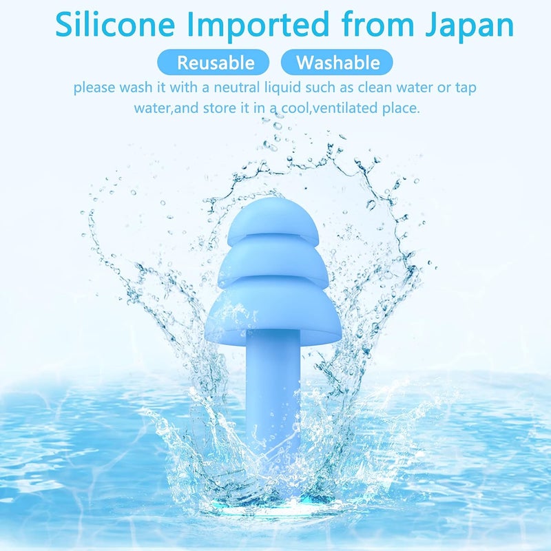 Reusable Silicone Earplugs - 8 Pairs Noise Reduction Ear Plugs for Sleeping, Swimming & Travel - Waterproof Sound Blocking Soft Earplugs with Storage Cases - Image 3