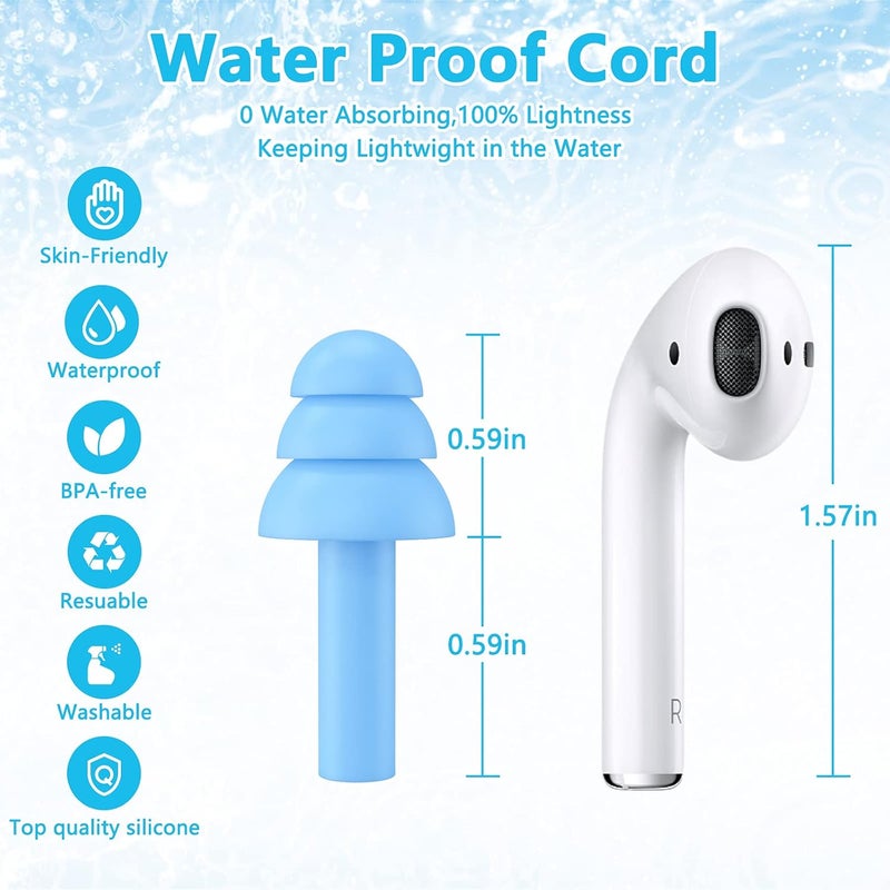 Reusable Silicone Earplugs - 8 Pairs Noise Reduction Ear Plugs for Sleeping, Swimming & Travel - Waterproof Sound Blocking Soft Earplugs with Storage Cases - Image 2