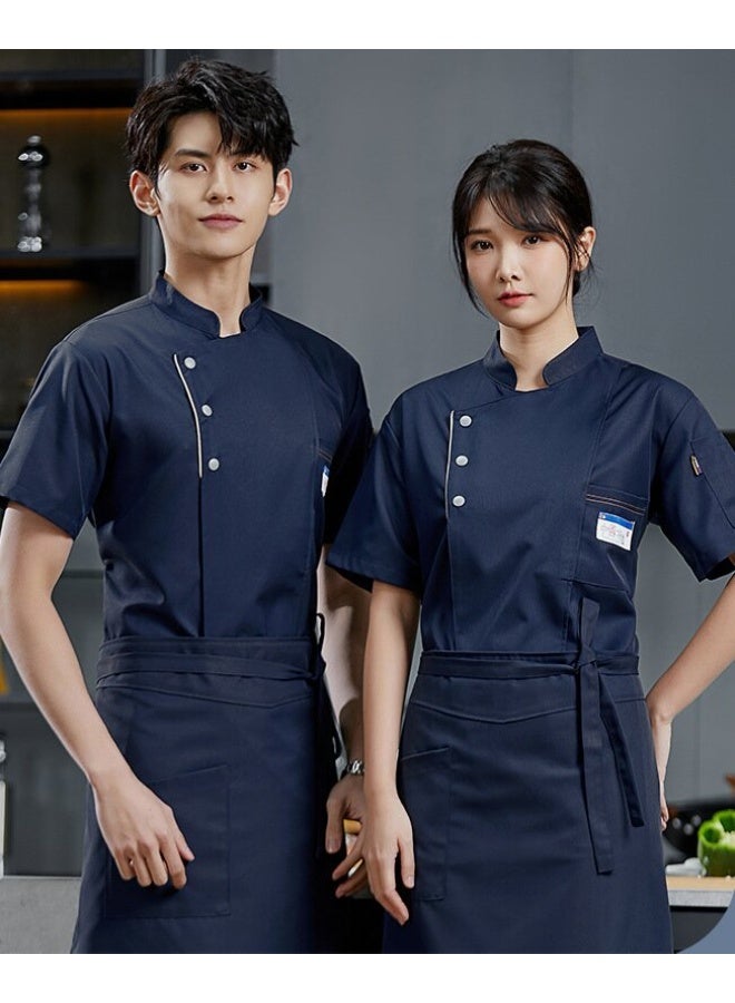 NIBEMINENT Chef's Jacket For Men Women Short Sleeve Cook Shirt Pizza Restaurant Waiter Uniform Cook Top Kitchen Clothes Catering Work Wear - Image 1