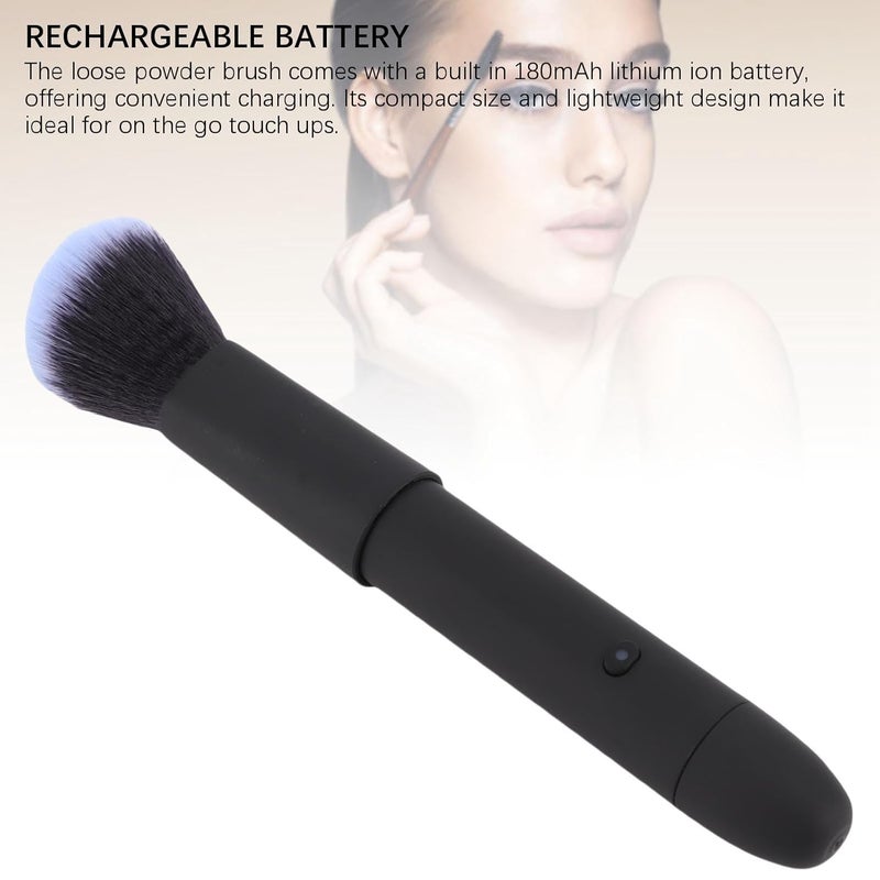 ZJchao 10 Gear Vibration Makeup Brush Rechargeable Electric Foundation Brush with Soft Dense for Loose Powder Blush Black - Image 4
