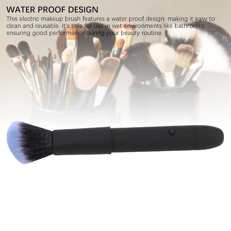 ZJchao 10 Gear Vibration Makeup Brush Rechargeable Electric Foundation Brush with Soft Dense for Loose Powder Blush Black - Image 3