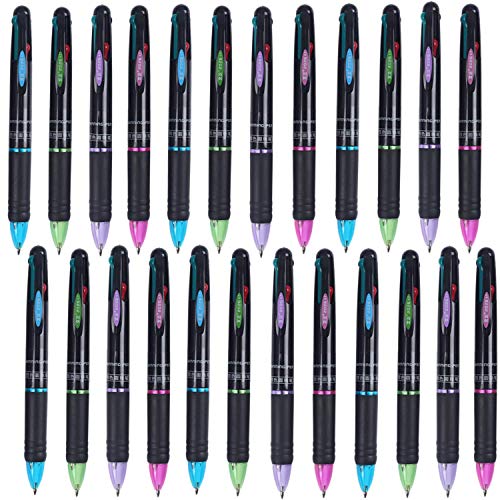 Ipienlee Retractable Colored Ballpoint Pens Multicolor Pen 4 Color Ink Black Blue Red Green in One Pen Pack of 24 24 pcs Black Cover Ballpoint pen