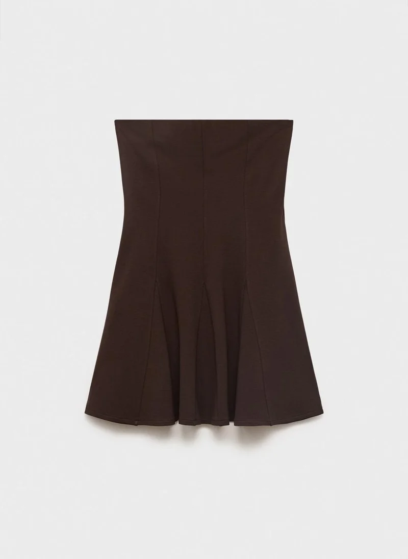 MANGO Strapless Fit-and-Flare Dress