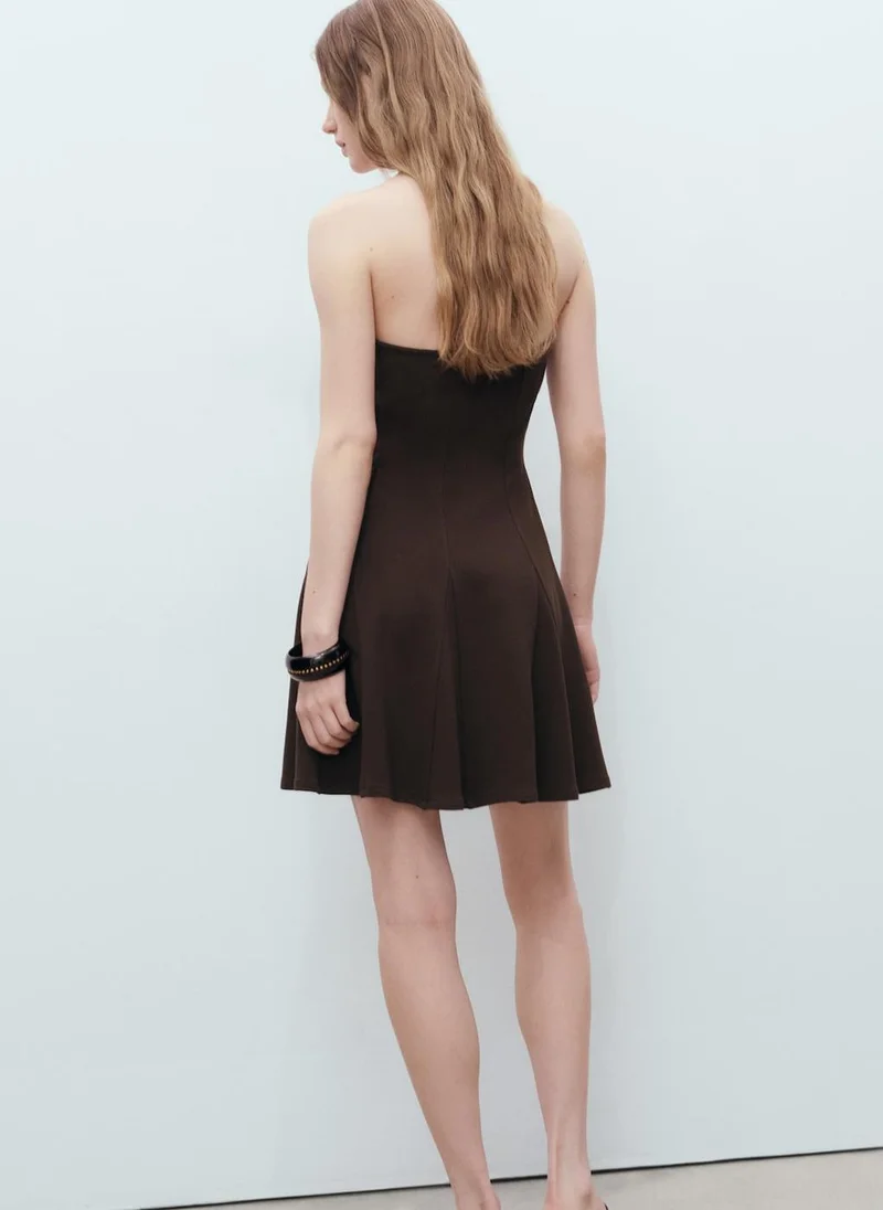 MANGO Short Strapless Dress With Pleats