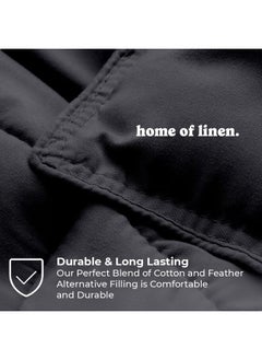 Home of linens Cotton - Plain - 3 Pieces Heavy Comforter Set - 3.6Kgs - Down Alternative Filling - (For Matress 160cm/180cm) - Size (230cm x 240cm) + 2 Pillow Case Covers (50cm x 70cm) - Dark Grey  - Image 3