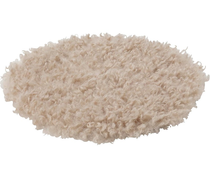 Round Chair Pad Cushion 32 cm, Beige Faux Sheepskin Seat Cushion, Soft Plush Chair Pad with Non-Slip Backing, Machine Washable Seat Pad for Dining Chairs, Stools, Benches & Home Office - Image 1