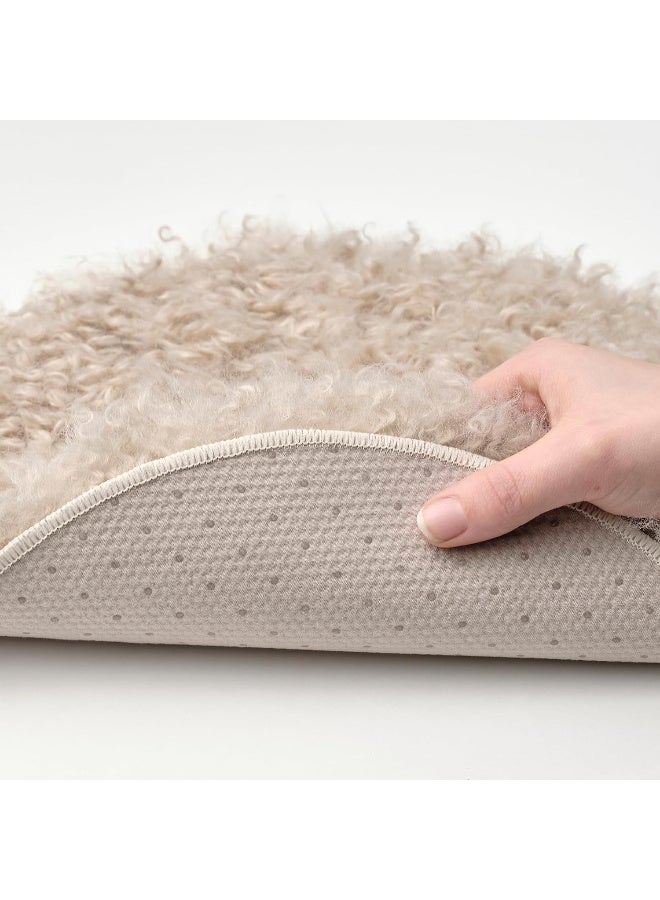 Round Chair Pad Cushion 32 cm, Beige Faux Sheepskin Seat Cushion, Soft Plush Chair Pad with Non-Slip Backing, Machine Washable Seat Pad for Dining Chairs, Stools, Benches & Home Office - Image 3