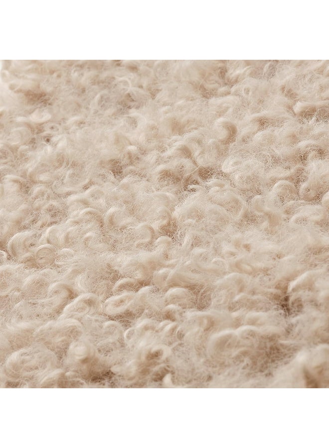 Round Chair Pad Cushion 32 cm, Beige Faux Sheepskin Seat Cushion, Soft Plush Chair Pad with Non-Slip Backing, Machine Washable Seat Pad for Dining Chairs, Stools, Benches & Home Office - Image 4