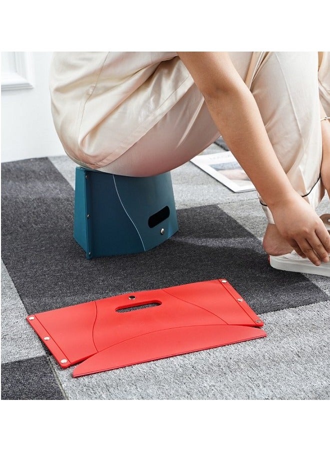 مقعد بلاستيكي قابل للطي والحمل، يمكن استخدامه كسلة تخزين، مناسب للمطبخ، الحمام، الحديقة، داخلي، مقعد خفيف الوزن للاستخدام في الهواء الطلق، أحمر - Image 4