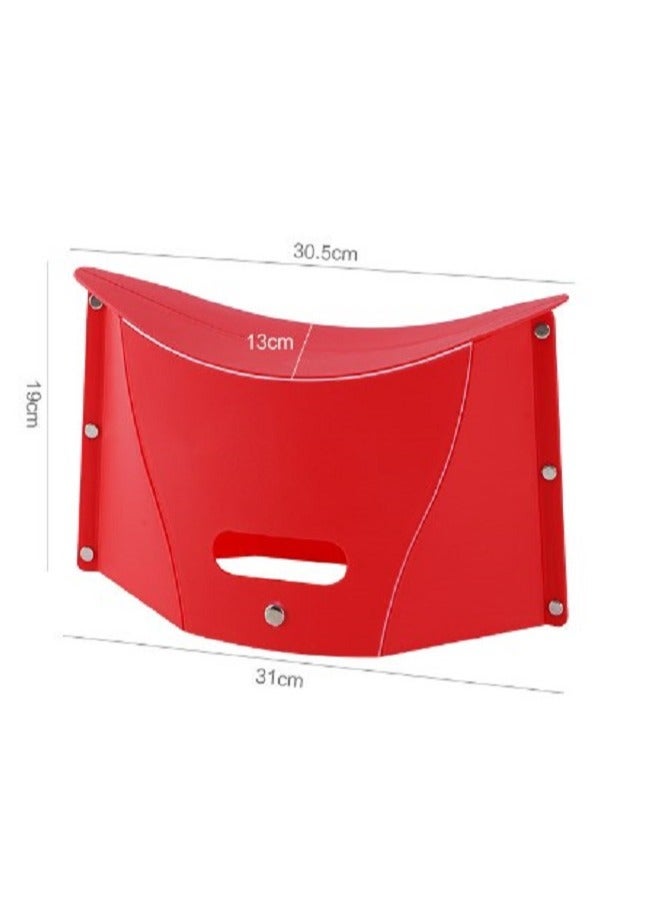 مقعد بلاستيكي قابل للطي والحمل، يمكن استخدامه كسلة تخزين، مناسب للمطبخ، الحمام، الحديقة، داخلي، مقعد خفيف الوزن للاستخدام في الهواء الطلق، أحمر - Image 5