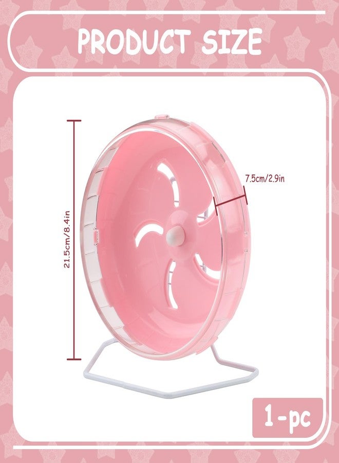 Yitexin Pink 8.4" Silent Hamster Wheel with Height-Adjustable Stand, Quiet Spinning Hamster Exercise Wheels, Small Animal Chinchilla Running Toys Cage Accessories for Gerbils Mice Rats (Pink) - Image 2