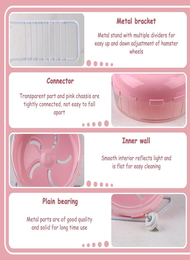Yitexin Pink 8.4" Silent Hamster Wheel with Height-Adjustable Stand, Quiet Spinning Hamster Exercise Wheels, Small Animal Chinchilla Running Toys Cage Accessories for Gerbils Mice Rats (Pink) - Image 5
