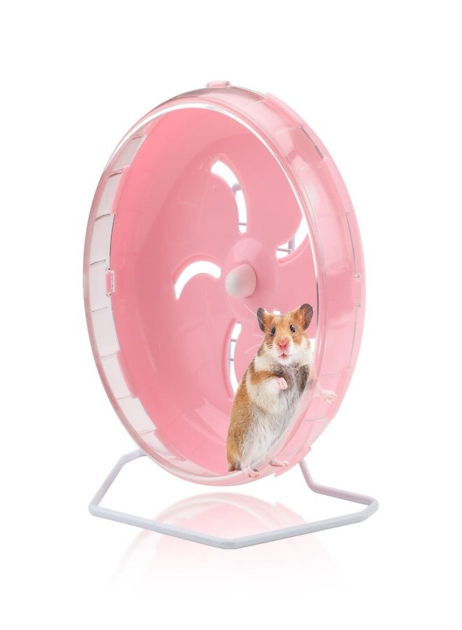Yitexin Pink 8.4" Silent Hamster Wheel with Height-Adjustable Stand, Quiet Spinning Hamster Exercise Wheels, Small Animal Chinchilla Running Toys Cage Accessories for Gerbils Mice Rats (Pink) - Image 1