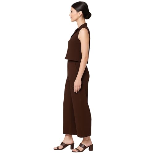PALIANS Sleeveless Women’s Co-Ord Set – Premium Soft Fabric, Chic 2-Piece Outfit for Casual, Travel & Party | Summer Fashion Loungewear | Elegant & Comfortable Matching Top & Pants (Brown, L) - Image 2