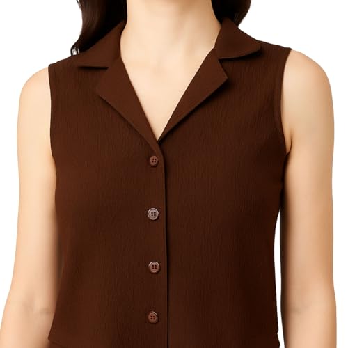 PALIANS Sleeveless Women’s Co-Ord Set – Premium Soft Fabric, Chic 2-Piece Outfit for Casual, Travel & Party | Summer Fashion Loungewear | Elegant & Comfortable Matching Top & Pants (Brown, L) - Image 5
