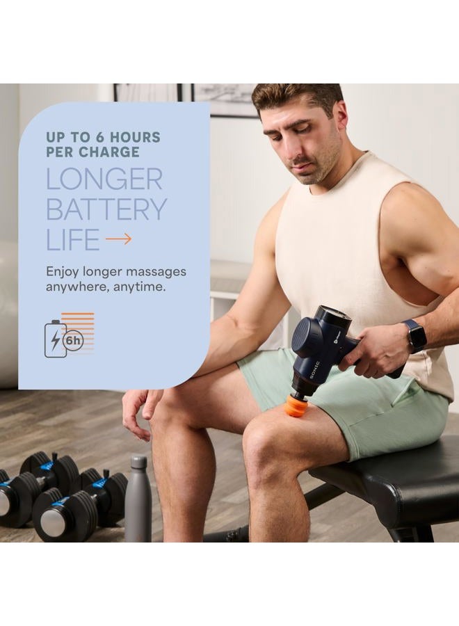 LifePro مسدس تدليك محمول سونيك - جهاز تدليك عميق للعضلات المؤلمة والشد - هادئ، 5 سرعات اهتزاز عالية الكثافة - جهاز قابل للشحن بسرعة - يتضمن 8 رؤوس تدليك (أزرق) - Image 4