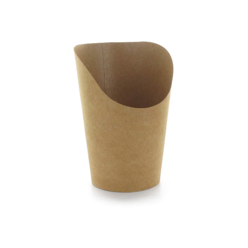 PacknWood 210GSP49BR French Fry Holder Disposable French Fries or Wrap Cup Brown Kraft Paper Food Containers French Fry Holder Eco Friendly Paper Food Holder 55 oz Case of 1200