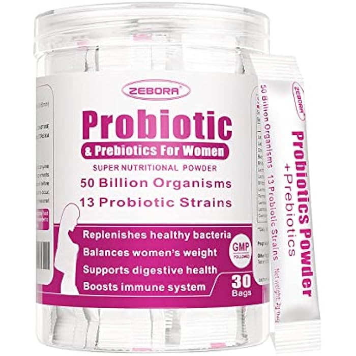 ZEBORA Probiorics for Women Probiotics Powder 50 Billion CFUs 13 Strain, Women's Probiotics with Prebiotics for Digestive Health and Immune Support, Cranberry for Urinary & Vaginal Health 30-Day-Supply - Image 1