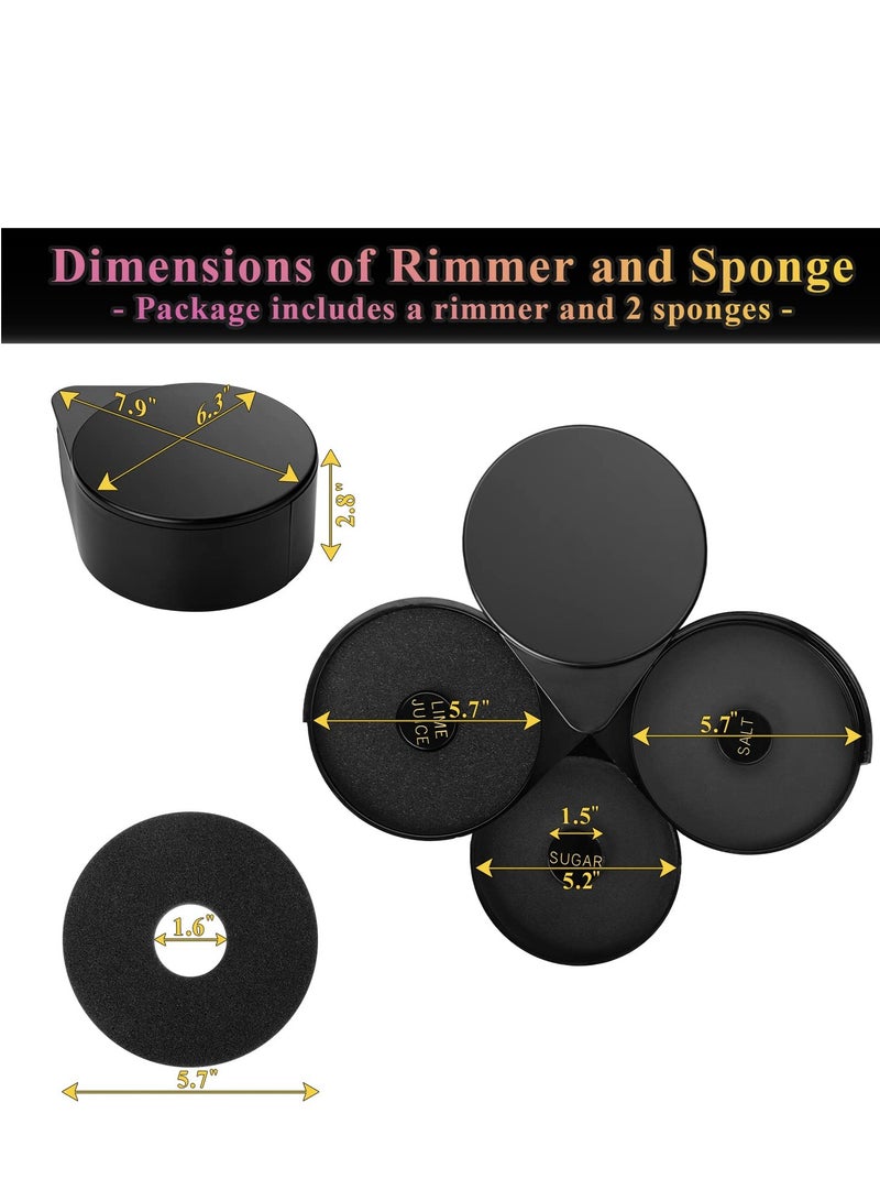 3 Tier Bar Glass Rimmer Bartender Tool with Sponge, Black Plastic Sugar Salt Glass Rimming with 3 Swing Out Trays for Margarita and Cocktail - Image 4