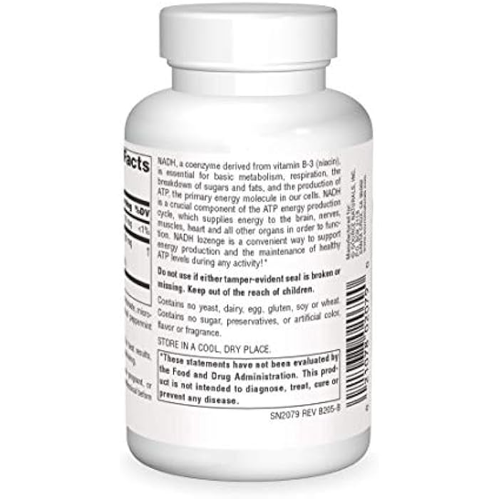 Source Naturals NADH 10mg, Boost Energy and Mental Alertness - 20 Lozenges - Image 2