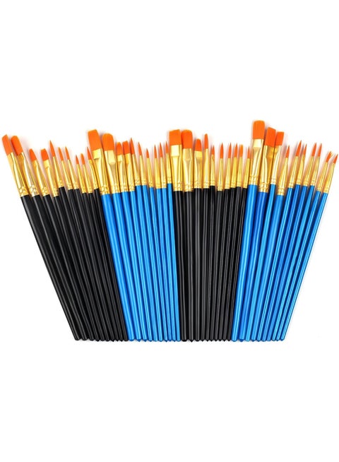 مجموعة فرش طلاء مكونة من 40 قطعة، فرش طلاء للرسم بالأكريليك، فرش ألوان مائية، مقابض خشبية متينة، للرسم بالزيت الأكريليكي والألوان المائية، والتفاصيل المصغرة، ورسم الصخور