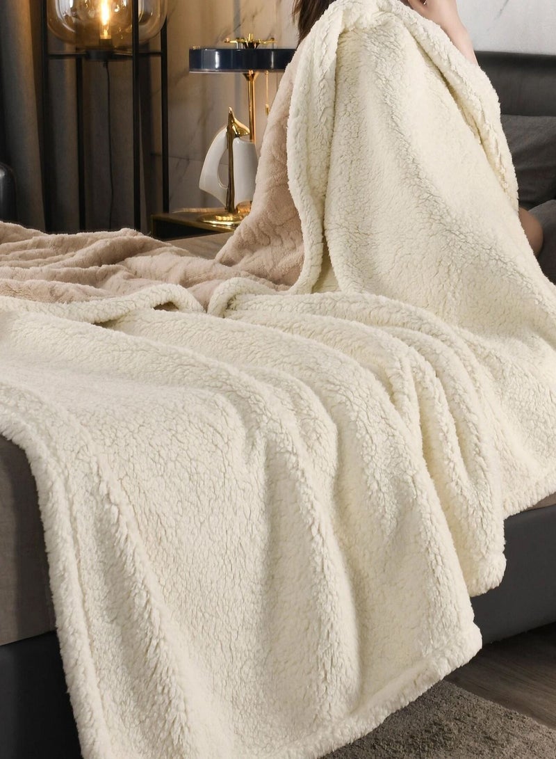 DubaiGallery Home Thick Bed Blanket Double-sided Lamb Cashmere Fleece Plaid Blanket Winter Warm Throw Sofa Cover Newborn Wrap Baby Bedspread  - Image 2