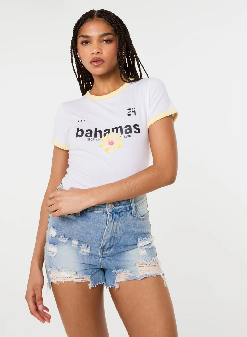 بينك فانيلا Hibiscus Sports T-Shirt