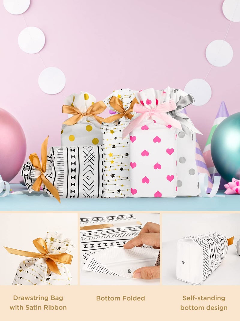 AOOGITF 15 Kids Birthday Gift Bags, Plastic Drawstring Pouch Bags, Gift Pouches for Candy, Cookies, Small Gifts, Christmas, Wedding, Birthday and Graduation Party - Image 3