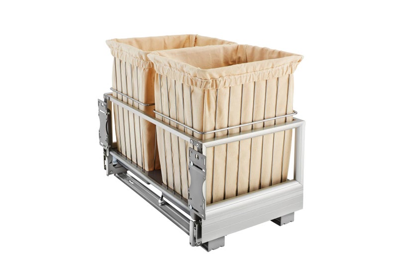 Rev-A-Shelf RevAShelf 24 White Wire Bin RevAMotion Closet Hamper Silver