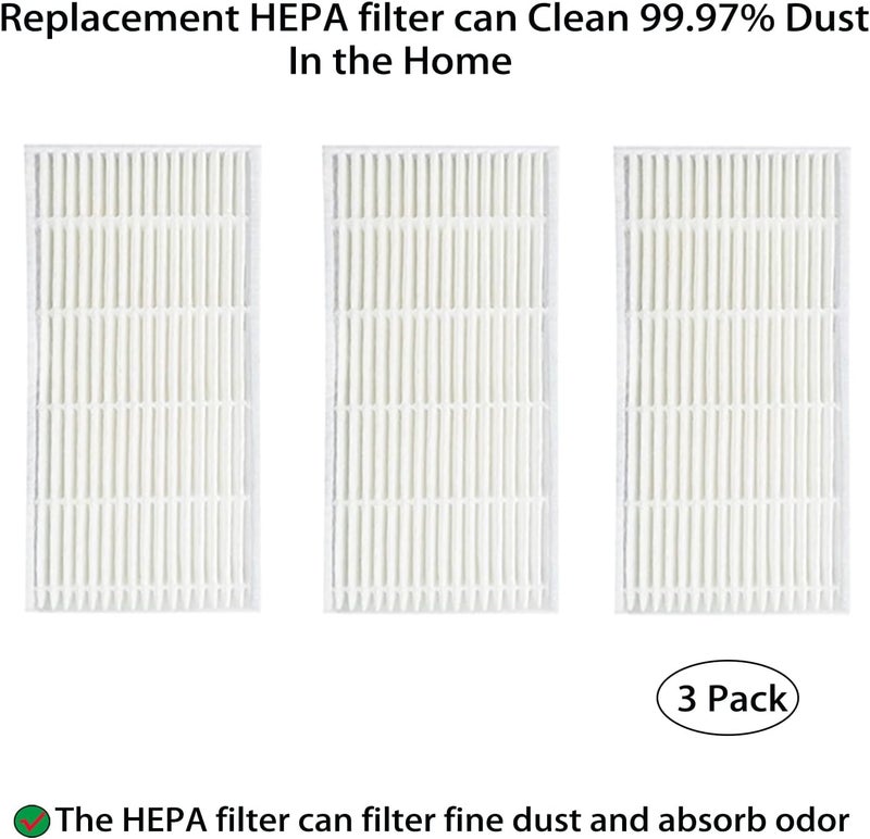 YERXPAFT قطع غيار بديلة لمكنسة eufy Clean L50 / L60 / L60 Hybrid ذات محطة التفريغ الذاتي: 1 فرشاة رئيسية، 4 فرشاة جانبية، 3 مرشح HEPA، 3 أكياس غبار (11 قطعة)، أصفر - Image 5