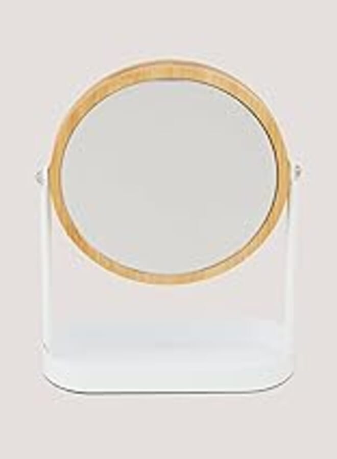 Matalan Metal and Bamboo Mirror, 25 cm x 19 cm x 8 cm Size, White