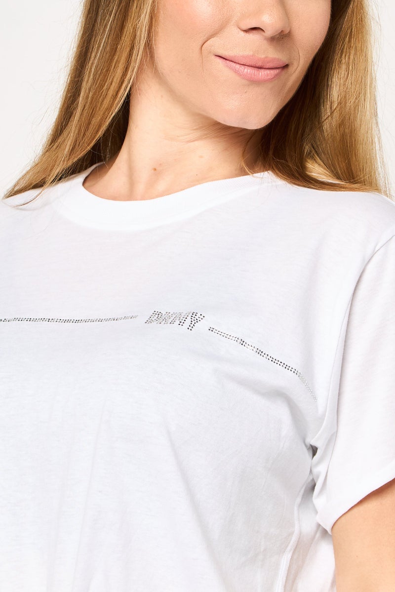 DKNY Sport Women Sportswear Fit Short Sleeve Outdoor T-Shirt, White - Image 3