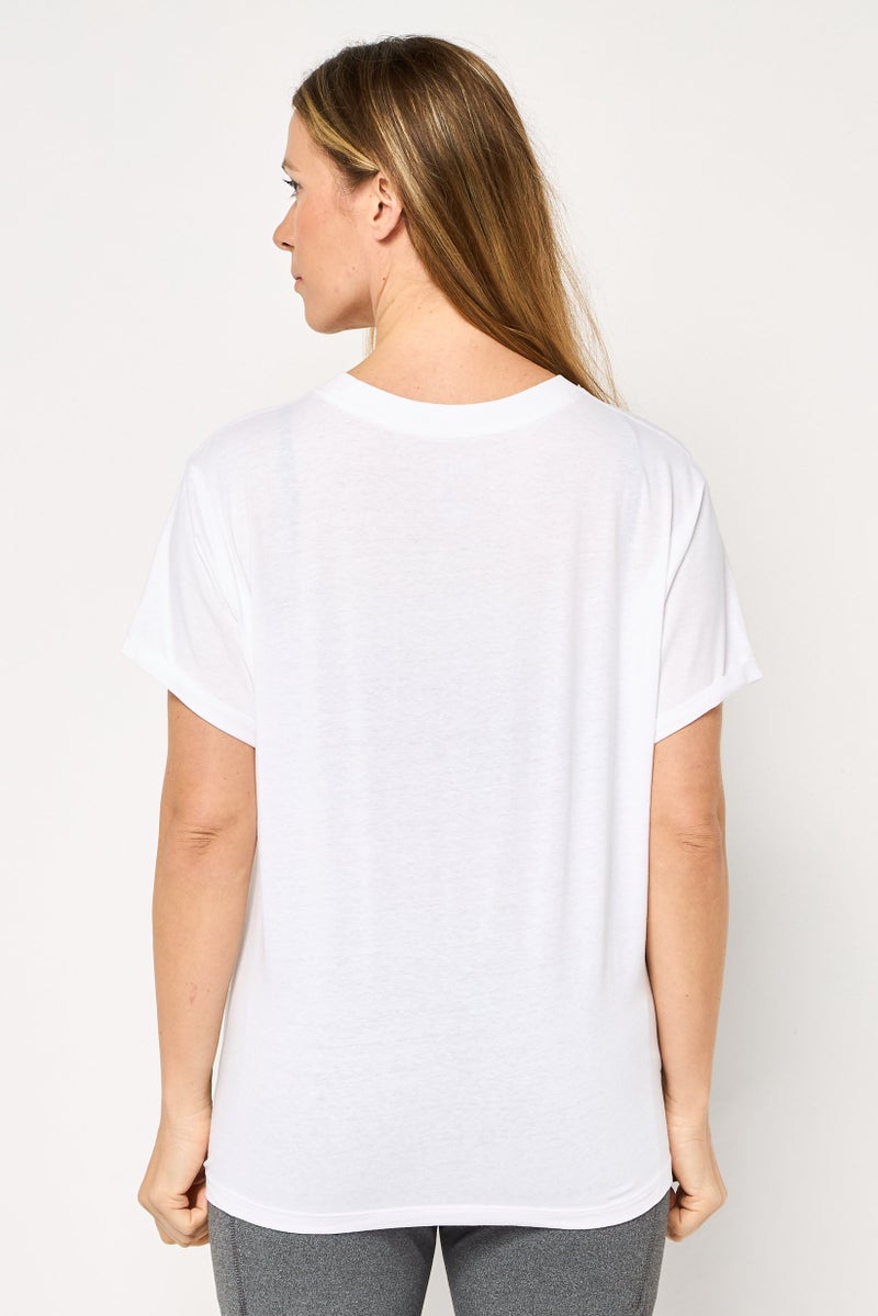 DKNY Sport Women Sportswear Fit Short Sleeve Outdoor T-Shirt, White - Image 4